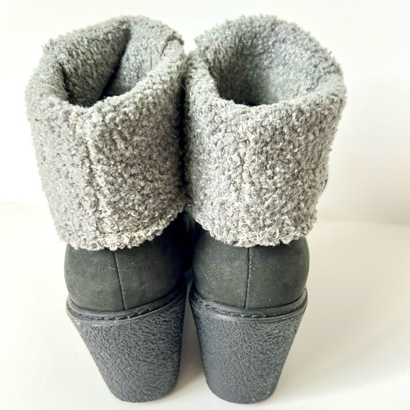 TIMBERLAND Earthkeepers Amston Sherpa Roll Top Black Wedge Boots—SZ. 8 - Picture 7 of 13